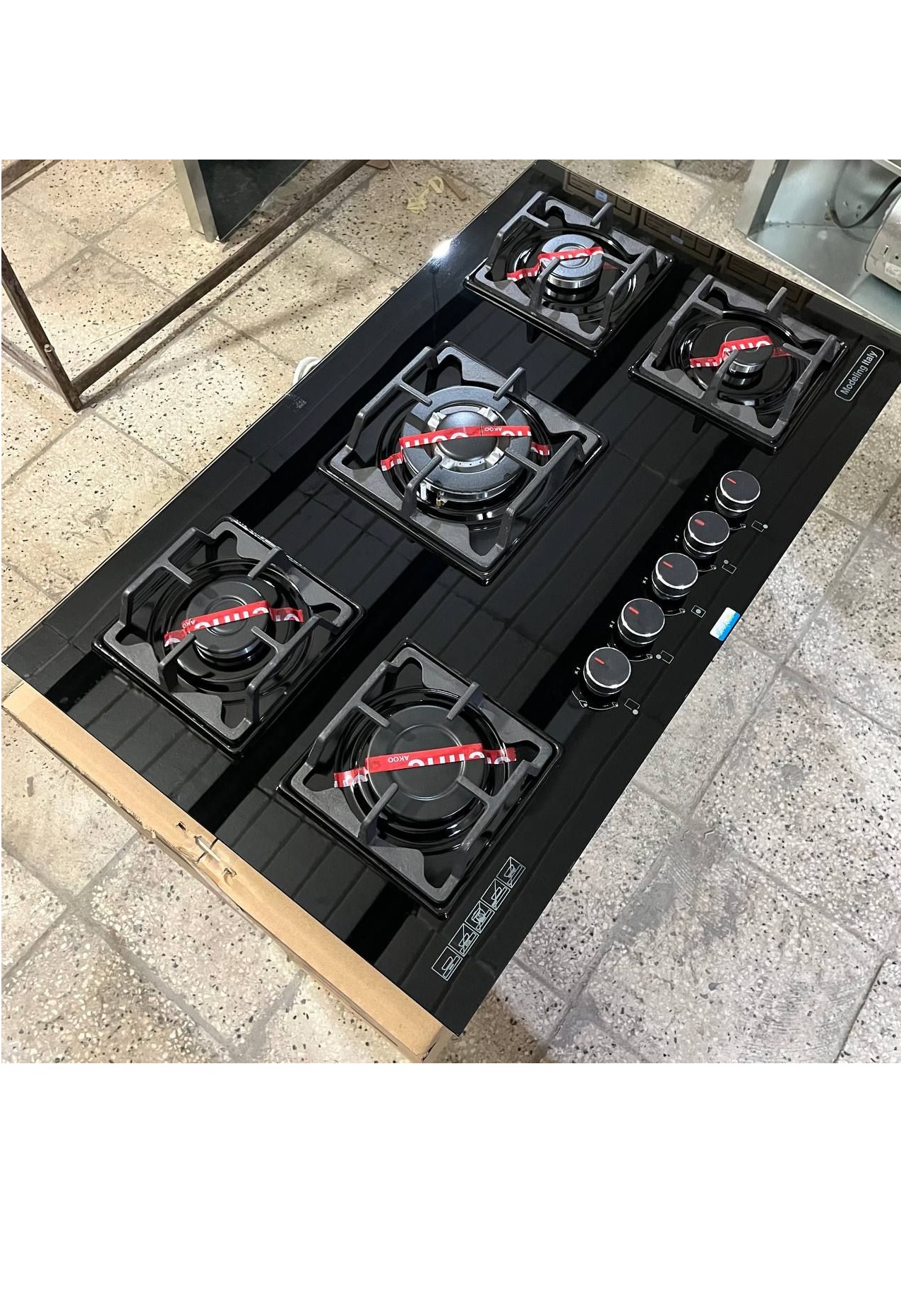 اجاق گاز صفحه شیشه ای توبینو مدل مربعی مشکی ترموکوپل