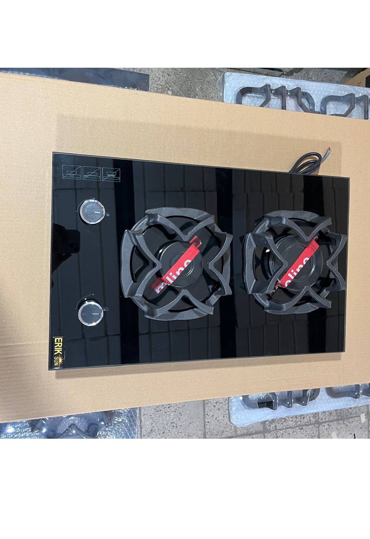 اجاق گاز صفحه شیشه ای توبینو دو شعله مدل J6 ترموکوپل