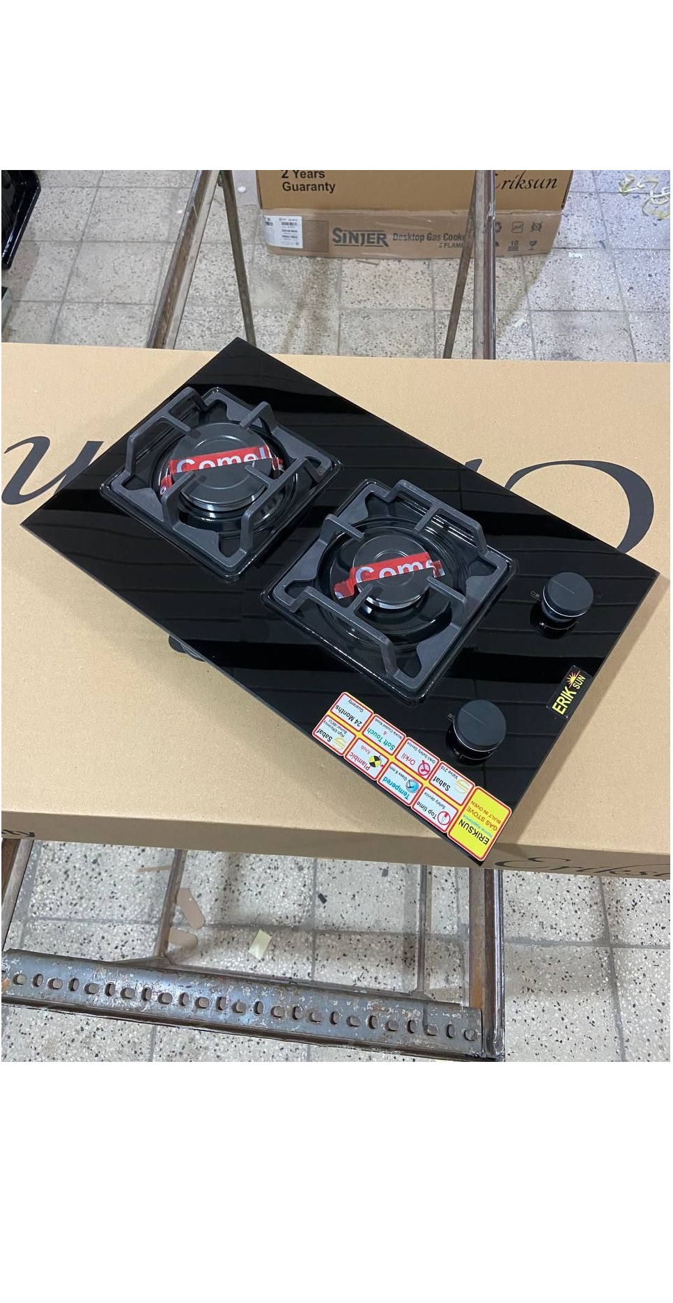 گاز شیشه ای اریکسان مدل دوشعله مربعی جدید مشکی